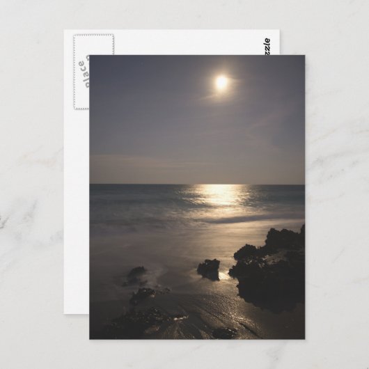 Moon steigt über den Ozean Postkarte (Vorne/Hinten)