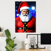 Moon, Sterne und der Weihnachtsmann | Art der AI Poster (Heimbüro)