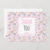 Moon, Sterne und Wolken Muster auf Pink Vielen Dan Postkarte (Vorne/Hinten)