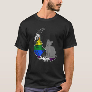 Moon Straight Ally Flag Cat LGBTQ Safe Space Gay P T-Shirt