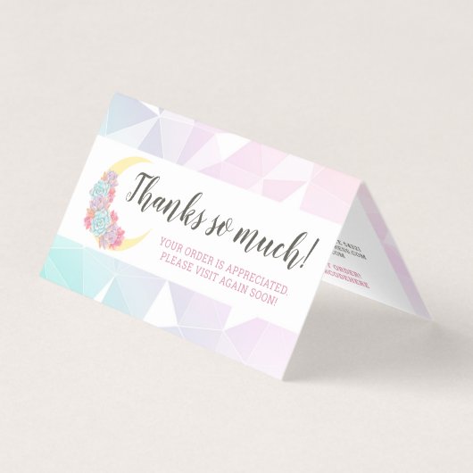 Moon & Succulent Pastel Mystic Boho Dankeschön Kar (Vorderseite)