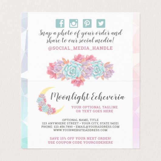 Moon & Succulent Pastel Mystic Boho Dankeschön Kar (Innenseite Aufgefaltet)