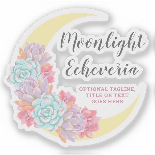 Moon & Succulents Pastel Boho Cactus-Logo Aufkleber (Vorderseite)