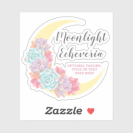 Moon & Succulents Pastel Boho Cactus-Logo Aufkleber