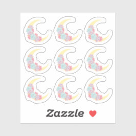 Moon & Succulents Pastel Boho Chic Floral Cactus Aufkleber