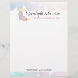 Moon & Succulents Pastel Mystic Boho Floral Cactus Briefbogen