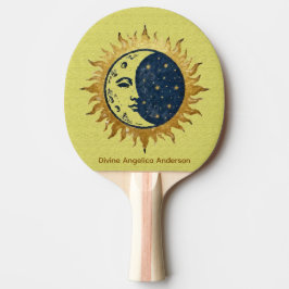 Moon, Sun and Stars, Celestial Universe Symbol  Tischtennis Schläger