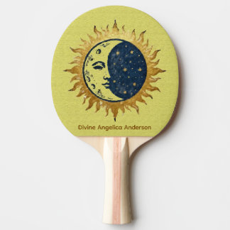 Moon, Sun and Stars, Celestial Universe Symbol  Tischtennis Schläger