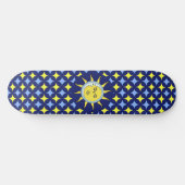 Moon & Sun auf Blue & Yellow Star-Muster Skateboard (Horizontal)