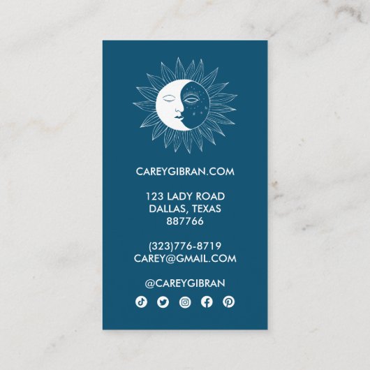 Moon & Sun Chic Elegante Line Zeichnend CUSTOM Treuekarte (Rückseite)