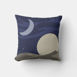 Moon & Sun Night over Desert Dunes Throw Pillow Kissen