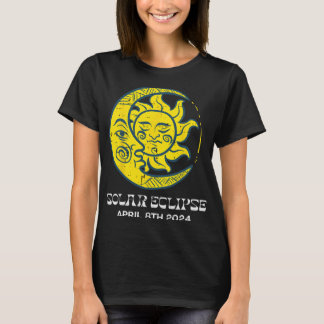 Moon Sun Solar Eclipse 2024 Totalität 8. April Fra T-Shirt