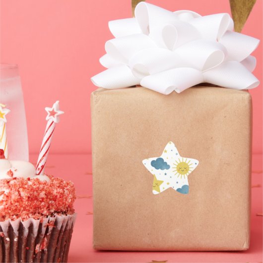 Moon, Sun & Stars Celestial Baby Shower Stern-Aufkleber (Party)