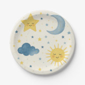 Moon, Sun, Stars & Cloud Baby Dusche Pappteller (Vorderseite)