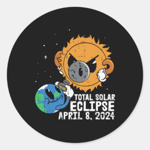 Moon Sun Total Solar Eclipse April 8 2024 Totalitä Runder Aufkleber
