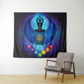Moon & Sun Woman Chakra Tapestry - 59 bl Wandteppich (Beispiel (Horizontal))