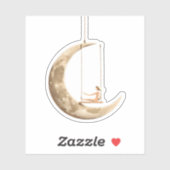 Moon Swing Sticker: Whimsical Cosmic Dream Design Aufkleber (Blatt)