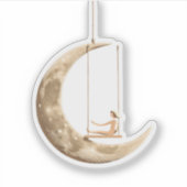 Moon Swing Sticker: Whimsical Cosmic Dream Design Aufkleber (Vorderseite)