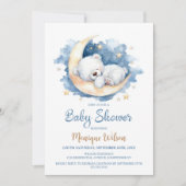 Moon Teddy Bear Baby Shower Invitation Einladung (Vorderseite)
