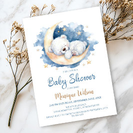 Moon Teddy Bear Baby Shower Invitation Einladung