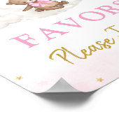 Moon Teddy Bear Pink Gold Balloons Favorit Sign Poster (Ecke)