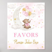 Moon Teddy Bear Pink Gold Balloons Favorit Sign Poster (Vorne)