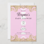 Moon Temple Pink & Gold Verziert Baby Dusche Einladung (Vorderseite)