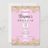 Moon Temple Pink & Gold Verziert Sweet 16 Einladung (Vorderseite)