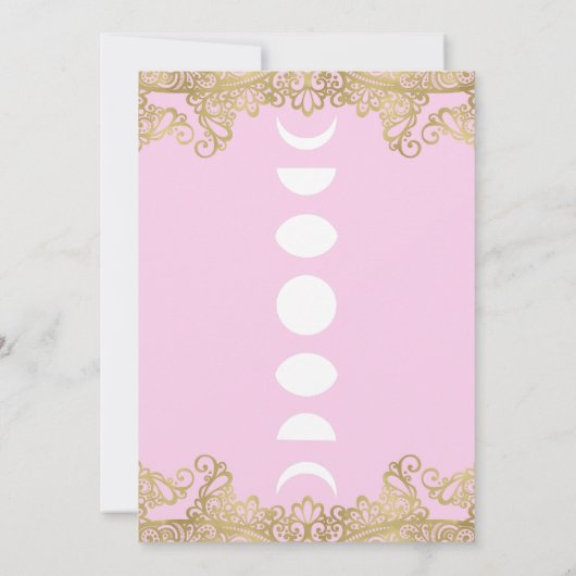 Moon Temple Pink & Gold Verziert Sweet 16 Einladung (Rückseite)