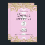 Moon Temple Pink & Gold Verziert Sweet 16 Einladung<br><div class="desc">Anpassen für jedes Ereignis</div>