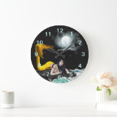 Moon Tide Mermaid Wall Clock Große Wanduhr (Zuhause)