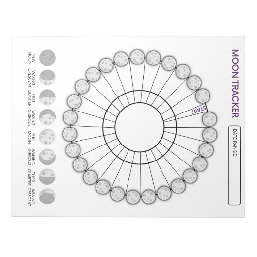 Moon Tracker Notizblock (Vorderseite)