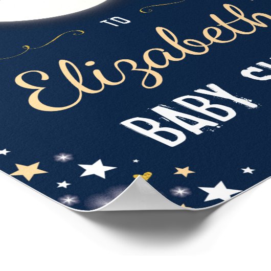 Moon Twinkle Star Galaxy Baby Dusche Willkommen Poster (Ecke)