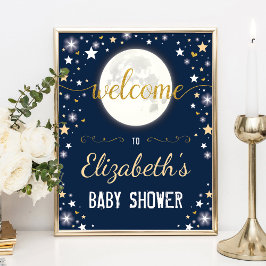 Moon Twinkle Star Galaxy Baby Dusche Willkommen Poster