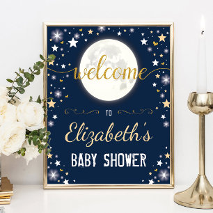 Moon Twinkle Star Galaxy Baby Dusche Willkommen Poster