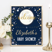 Moon Twinkle Star Galaxy Baby Dusche Willkommen Poster