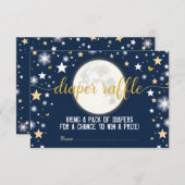 Moon Twinkle Stars Baby Boy Diaper Raffle Ticket Begleitkarte (Vorne/Hinten)