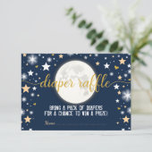 Moon Twinkle Stars Baby Boy Diaper Raffle Ticket Begleitkarte (Stehend Vorderseite)