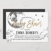 Moon & Twinkle Twinkle Little Stars Kinderdusche Einladung (Vorne/Hinten)