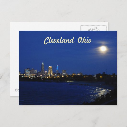 Moon über Cleveland Postcard Postkarte (Vorne/Hinten)