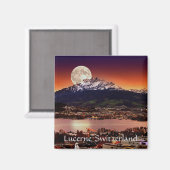 Moon über Luzern Schweiz und Pilatus Magnet (Vorderseite/Rückseite)