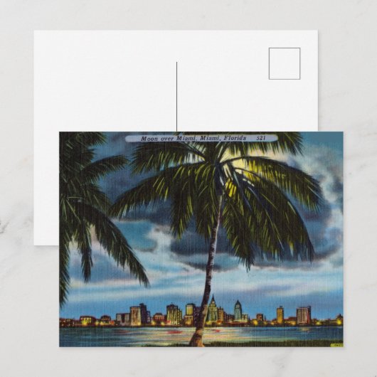Moon über Miami Florida Postkarte (Vorne/Hinten)