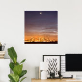 Moon über San Francisco am unklaren Dezember Poster (Heimbüro)