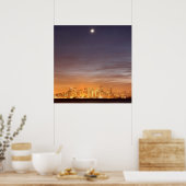 Moon über San Francisco am unklaren Dezember Poster (Küche)