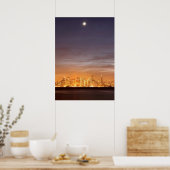 Moon über San Francisco am unklaren Dezember Poster (Küche)