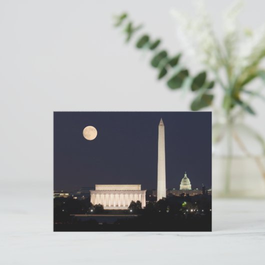 Moon über Washington DC Postkarte (Stehend Vorderseite)