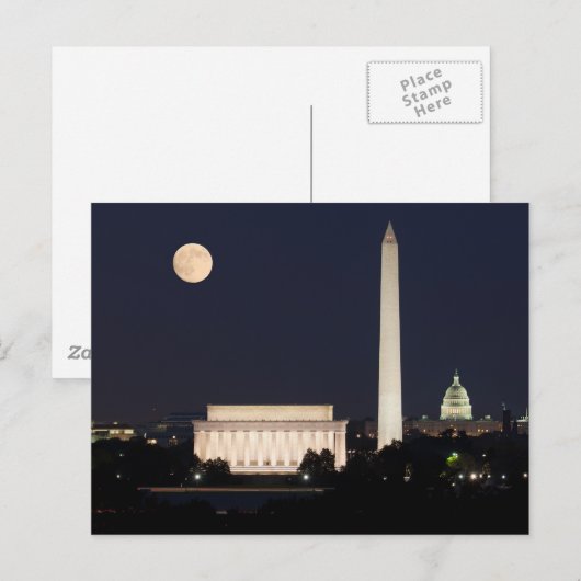 Moon über Washington DC Postkarte (Vorne/Hinten)