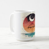 Moon & Umbrella Surreal Boho Line Kaffeetasse (Vorderseite Links)