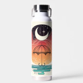 Moon & Umbrella Surreal Boho Line Trinkflasche (Vorne)