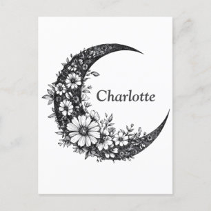 Moon und Blume Kunst mit individuellem Namen Postkarte